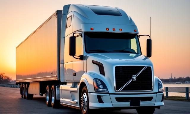 Nowoczesny ciągnik siodłowy DENTFIX PDR SP Z O O na tle Warszawy